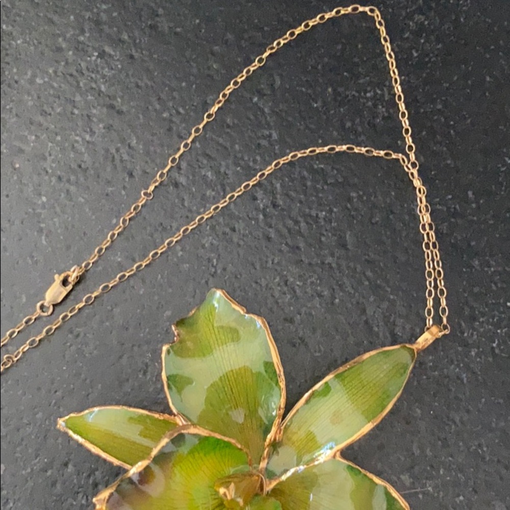 Statement Necklace: Orchid Dipped In Gold - image 3